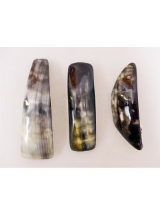 Horn Haarspange eckig poliert mit Metallclip Made in France Patent 80 mm = Code D