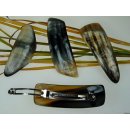 Horn Haarspange eckig poliert mit Metallclip Made in France Patent 80 mm = Code D