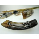 Horn Haarspange eckig poliert mit Metallclip Made in France Patent 80 mm = Code D