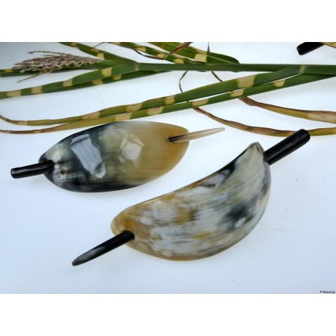 Horn Haarspange poliert mit Nadel = Code D