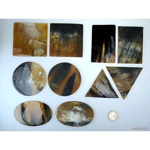 Hornplatten 90 x 60 mm oval seidenmatt poliert