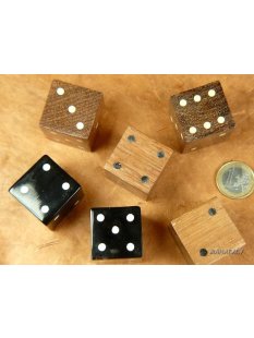 W&uuml;rfel 20 mm  braunes Holz mit Knochenpunkten