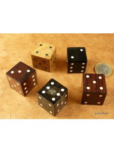 W&uuml;rfel 25 mm  Code A braunes Holz mit Hornpunkten