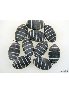 Hornperle Form Olive lang geschliffen grau/wei&szlig; L...