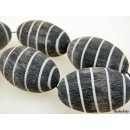 Hornperle Form Olive lang geschliffen grau/wei&szlig; L 30 - 40 mm