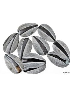 Hornscheibe Form Blatt oval grau matt und teilpoliert D...