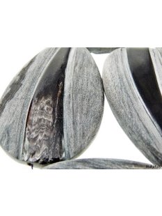 Hornscheibe Form Blatt oval grau matt und teilpoliert D...