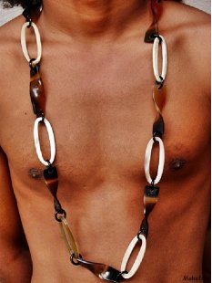 Horn Gliederkette Garmikarata 95 cm echt Horn Schmuck...