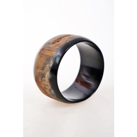 Horn Armreifen Horingo antik braun geschlossen 40 mm = Code C