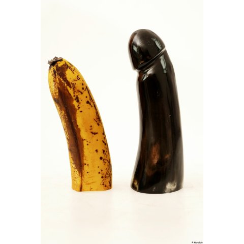 Horn Phallusskulptur und Dildo 15 bis 17 cm = Code C gl&auml;nzend poliert