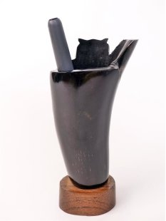 Hornfigur Waldohreule. als Stifthalter = Code E 14 cm