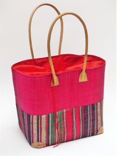 Raffia Bast  Raphia Korb Harlekin vertikal geteilt, Bodenl&auml;nge 30 cm = Code blau