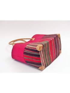 Raffia Bast  Raphia Korb Harlekin vertikal geteilt, Bodenl&auml;nge 30 cm = Code blau