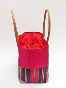 Raffia Bast  Raphia Korb Harlekin vertikal geteilt, Bodenl&auml;nge 30 cm = Code blau