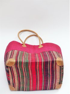 Raffia Bast  Raphia Korb Harlekin vertikal geteilt, Bodenl&auml;nge 30 cm = Code blau