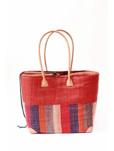 Raffia Bast  Raphia Korb Harlekin vertikal geteilt, Bodenl&auml;nge 30 cm = Code blau