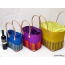 Raffia Bast  Raphia Korb Harlekin vertikal geteilt, Bodenl&auml;nge 30 cm = Code blau