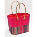 Raffia Bast  Raphia Korb Harlekin vertikal geteilt, Bodenl&auml;nge 30 cm = Code blau