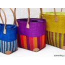 Raffia Bast  Raphia Korb Harlekin vertikal geteilt, Bodenl&auml;nge 30 cm = Code blau