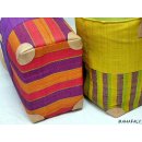 Raffia Bast  Raphia Korb Harlekin vertikal geteilt, Bodenl&auml;nge 30 cm = Code blau