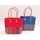 Raffia Bast  Raphia Korb Harlekin vertikal geteilt, Bodenl&auml;nge 30 cm = Code blau