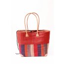 Raffia Bast  Raphia Korb Harlekin vertikal geteilt, Bodenl&auml;nge 30 cm = Code blau