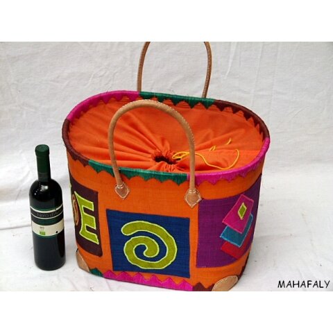 Raffia Bast Raphia Korb Ethno Breite 50 cm = Code orange