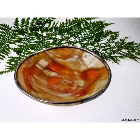 Horn Schale Houanne, rund silver plated 13 cm