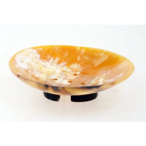 Horn Seifenschale mit Fu&szlig; oval 14 x 10 cm 1A Qualit&auml;t = Code D