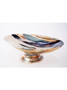 Horn Schale mit Fu&szlig; Holilon, oval silver plated 21 cm