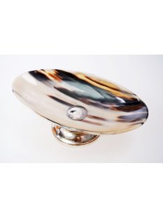 Horn Schale mit Fu&szlig; Holilon, oval silver plated 21 cm
