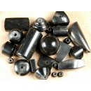 Hornperlen schwarz poliert 100 g alle Formen und Gr&ouml;&szlig;en im Mix