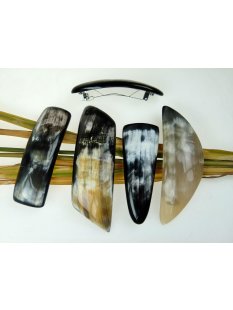 Horn Haarspange eckig und rund poliert mit Metallclip...