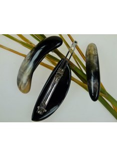 Horn Haarspange eckig und rund poliert mit Metallclip...