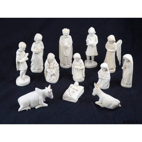 Krippe Europa 11 teilig wei&szlig;es Lianenholz 12 cm = Code M