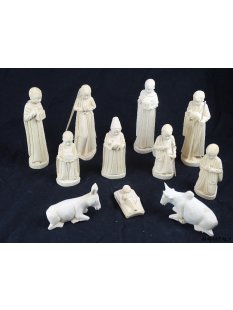 Krippe Gasy 11 teilig wei&szlig;es Lianenholz 15 cm = Code L