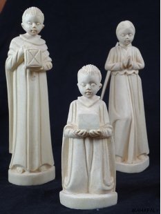 Krippe Gasy 11 teilig wei&szlig;es Lianenholz 15 cm = Code L