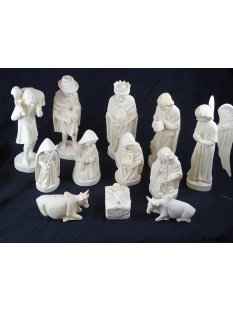 Krippe Europa 11 teilig wei&szlig;es Lianenholz 20 cm = Code U