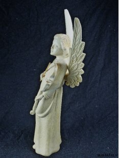 Skulptur Engel mit Violine wei&szlig;es Fanazava Holz 25 cm = Code K