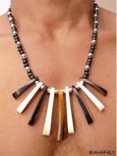 Horn/Knochenkette Kafretete 50 cm Designmix Naturschmuck Ethno BIO &Ouml;KO - 50 % reduziert