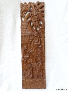 Wandrelief aus Palisanderholz vertikal Madagaskar 50 x 15...