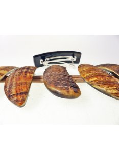 Horn Haarspange eckig Naturoberfl&auml;che aussen, mit Metallclip Made in France Patent 80 mm = Code D