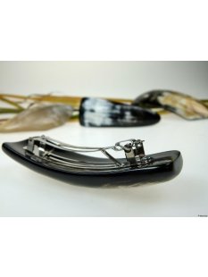 Horn Haarspange eckig poliert mit Metallclip Made in France Patent 60 mm = Code C
