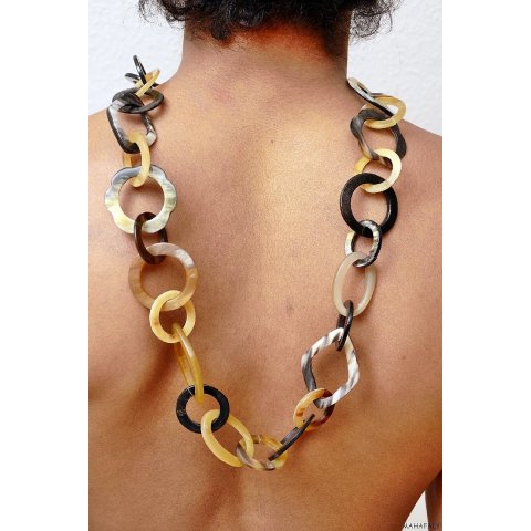 Horn Gliederkette Rivo6 Farbmix poliert ver&auml;nderliche L&auml;nge 90 cm - Code I