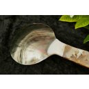 Salatl&ouml;ffel Menelas Perlmutt wei&szlig; Perlmuttsplitter in Epoxid rund 24 cm