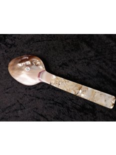 Salatl&ouml;ffel Platon Perlmutt braun Perlmuttsplitter in Epoxid oval 24 cm