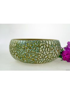 Vietnam Bambus Schale Hung mit Eierschalen belegt D: 18 H: 12 cm= Code G