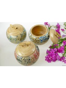 Vietnam Bambus Dose Thien mit Eierschalen belegt D: 13 cm...