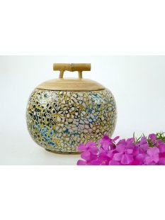 Vietnam Bambus Dose Thien mit Eierschalen belegt D: 13 cm = Code E