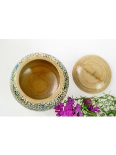 Vietnam Bambus Dose Thien mit Eierschalen belegt D: 13 cm = Code E